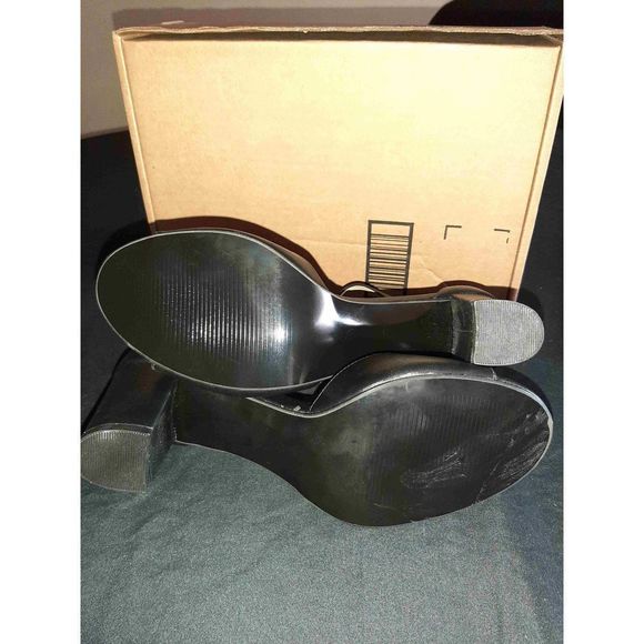 New Size 10 Idifu Black Candie Low Block Peep Toe Chunky Heel Dress Shoes - Picture 5 of 6